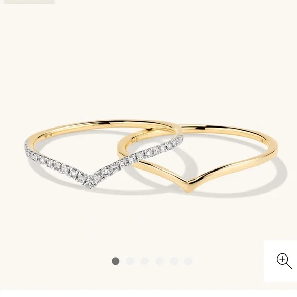NIB Mejuri Wishbone Stacker Set 14k Yellow Gold - Picture 1 of 6